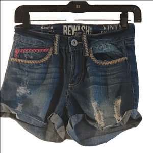 Rewash Size 26 Semi Distressed  Embroidered Karma Classic Rise.. Summer!